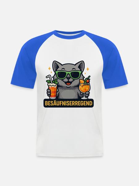 Katzenbar Partyheld mit Drinks - Männer Baseball-T-Shirt - Weiß/Royalblau