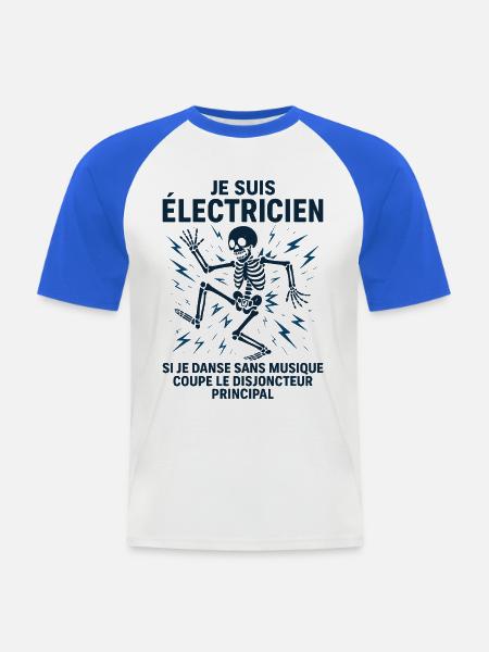 Elektriker-Mann-Humor – Ich bin Elektriker - Männer Baseball-T-Shirt - Weiß/Royalblau