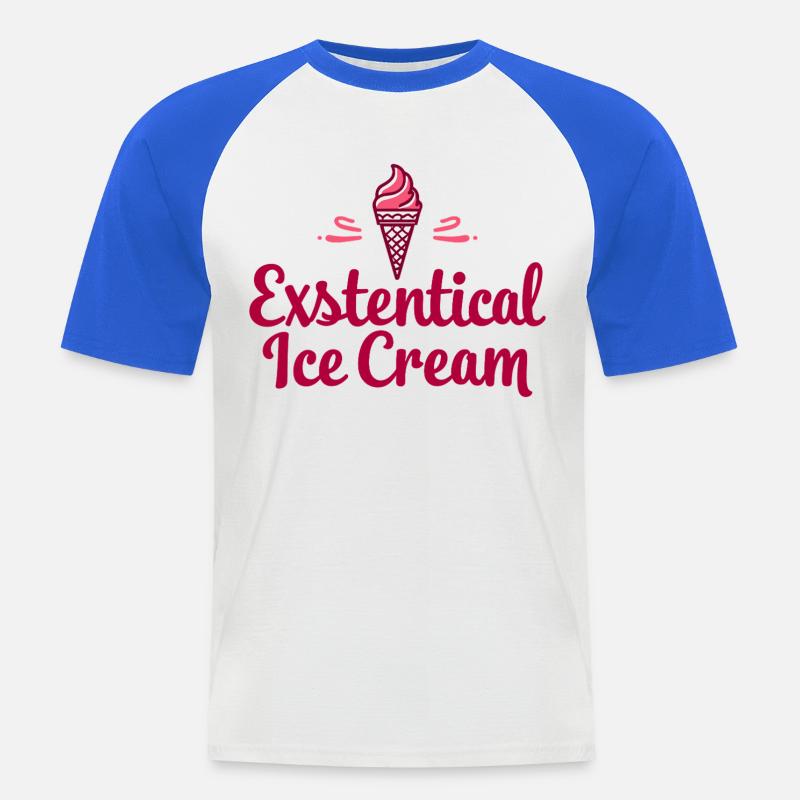 Existenzielle Eiscreme Lustiger Spruch Eis Waffel - Männer Baseball-T-Shirt - Weiß/Royalblau