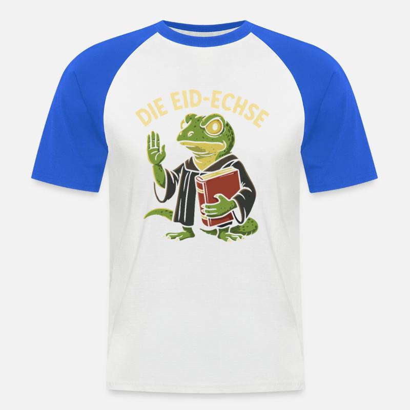 Die Eid-Echse als lustiger Justiz-Gag - Männer Baseball-T-Shirt - Weiß/Royalblau
