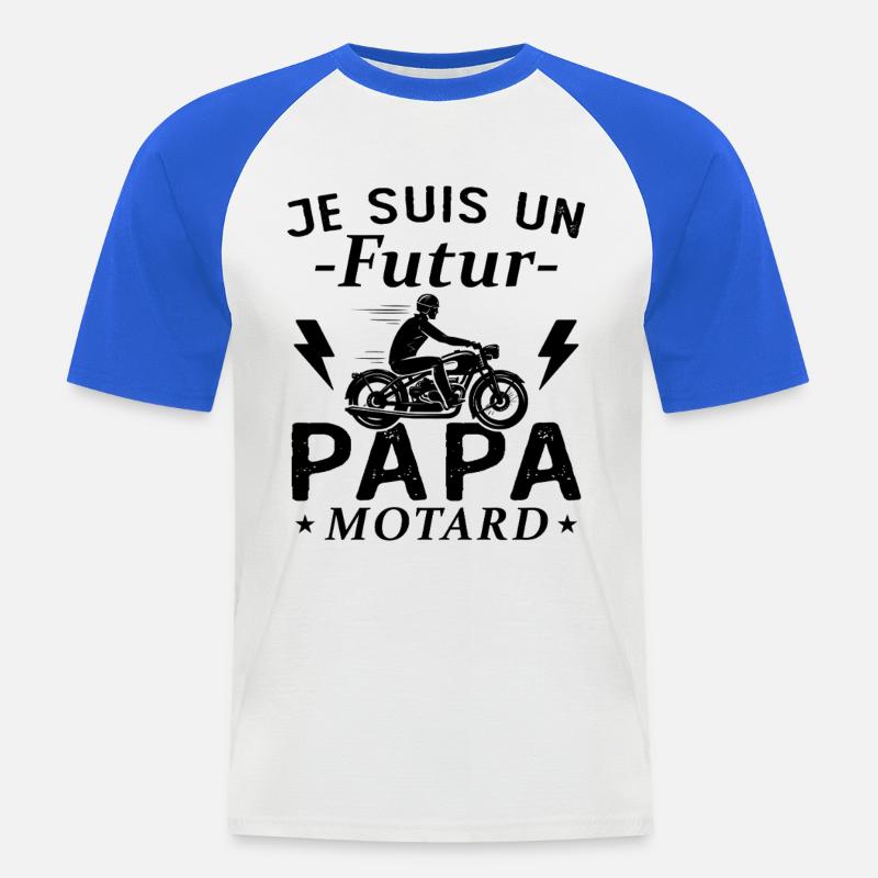Ich bin ein werdender Biker-Vater - Männer Baseball-T-Shirt - Weiß/Royalblau