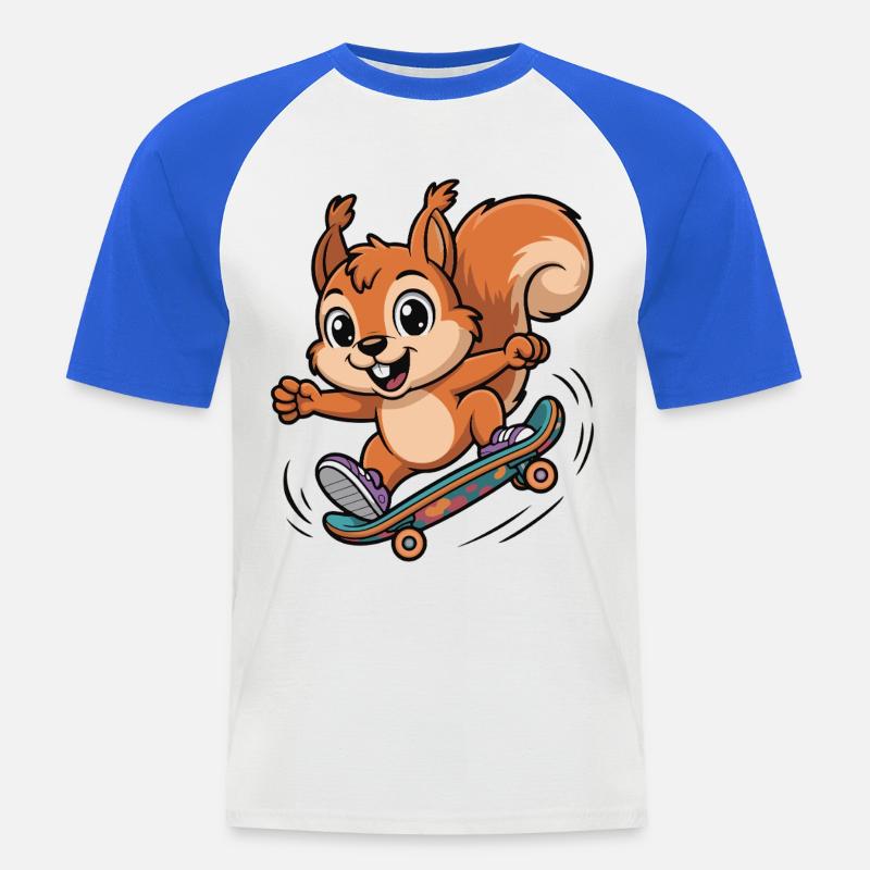 Skate-Eichhörnchen Sprinter - Männer Baseball-T-Shirt - Weiß/Royalblau