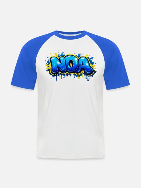 NOA-GRAFFITI-NAME FÜR PERFEKTES GESCHENK DRUCKBAR - Männer Baseball-T-Shirt - Weiß/Royalblau