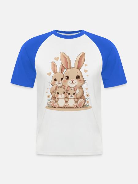 Kuschelhase Familienliebe - Männer Baseball-T-Shirt - Weiß/Royalblau