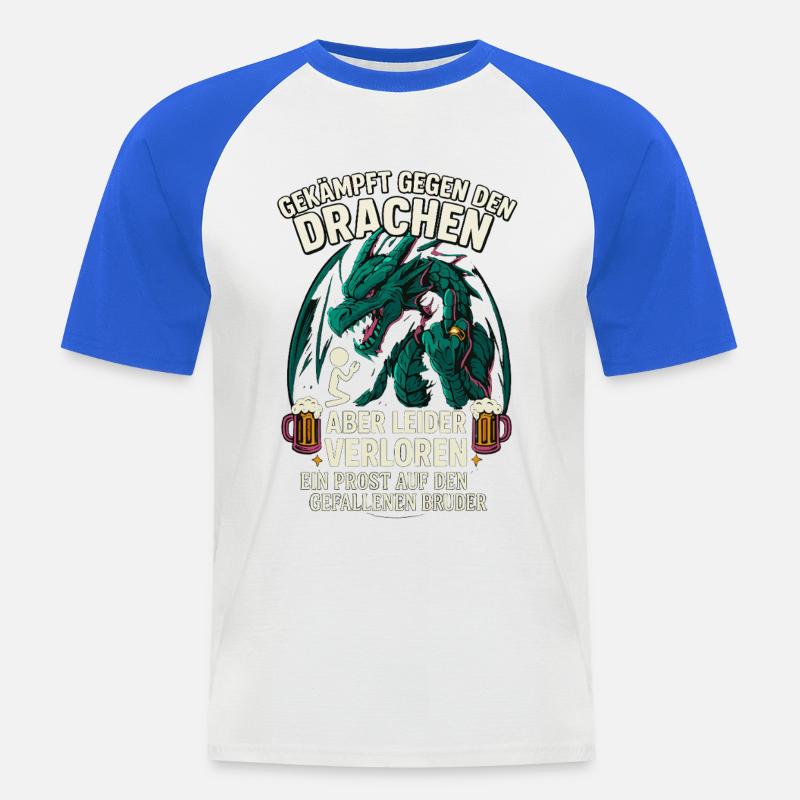 Drachenkampf Bruder, JGA Bierfreunde Spaß - Männer Baseball-T-Shirt - Weiß/Royalblau