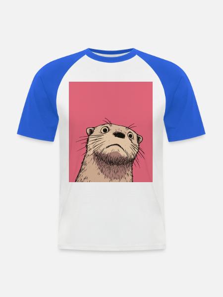 Urteilende Otter-Illustration – Lustige Tierkunst D - Männer Baseball-T-Shirt - Weiß/Royalblau