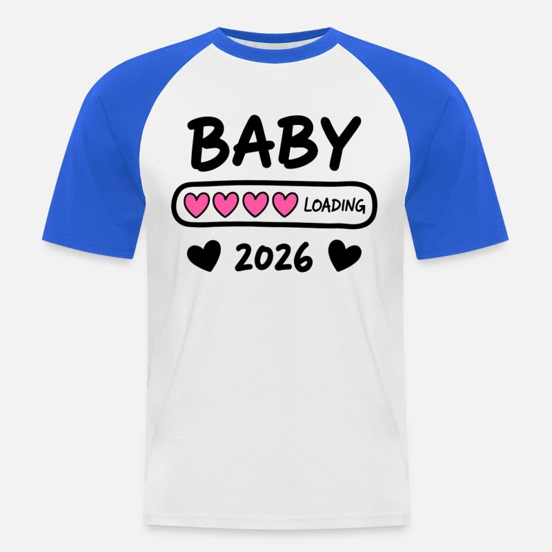 Baby Loading 2026 Schwangerschaft Eltern - Männer Baseball-T-Shirt - Weiß/Royalblau