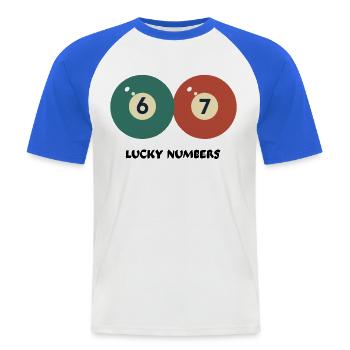 67 Numéros Porte-Bonheur - Billard de billard Vintage Design - T-shirt baseball manches courtes Homme - blanc/bleu royal - Devant