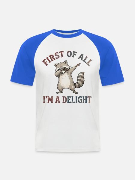 Waschbär, Lustiges Waschbär - Männer Baseball-T-Shirt - Weiß/Royalblau