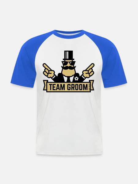 Team Groom (Pointing Stag Night Bachelor Party 3C) - Men's Baseball T-Shirt - white/royal blue