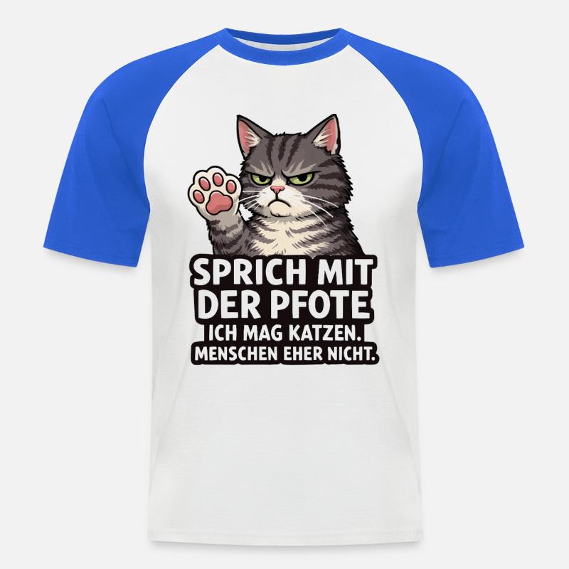 Sprich mit der Pfote – Grumpy Katze - Männer Baseball-T-Shirt - Weiß/Royalblau