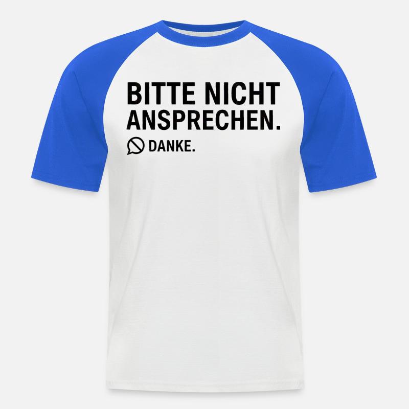 Bitte nicht ansprechen. Danke. | Introvertiert - Männer Baseball-T-Shirt - Weiß/Royalblau