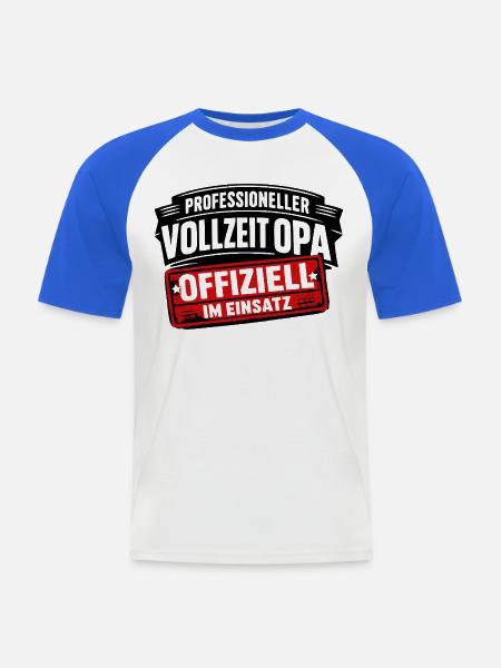 Offiziell im Einsatz: Profi-Opa - Männer Baseball-T-Shirt - Weiß/Royalblau