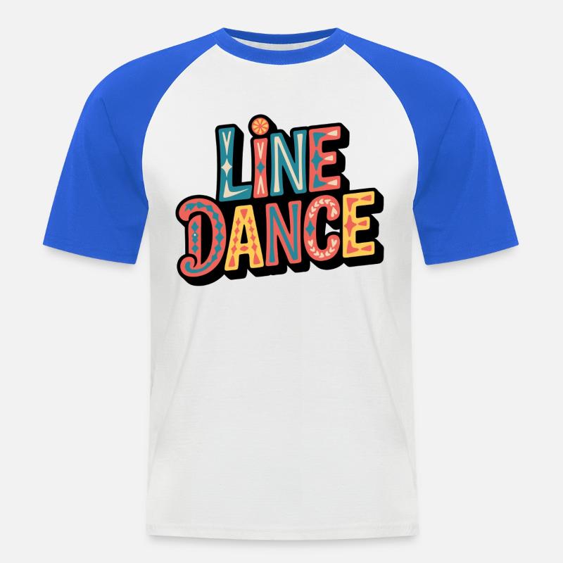 Line Dance-bokstäver: Färgexplosion - Kortärmad basebolltröja herr - vit/kungsblå