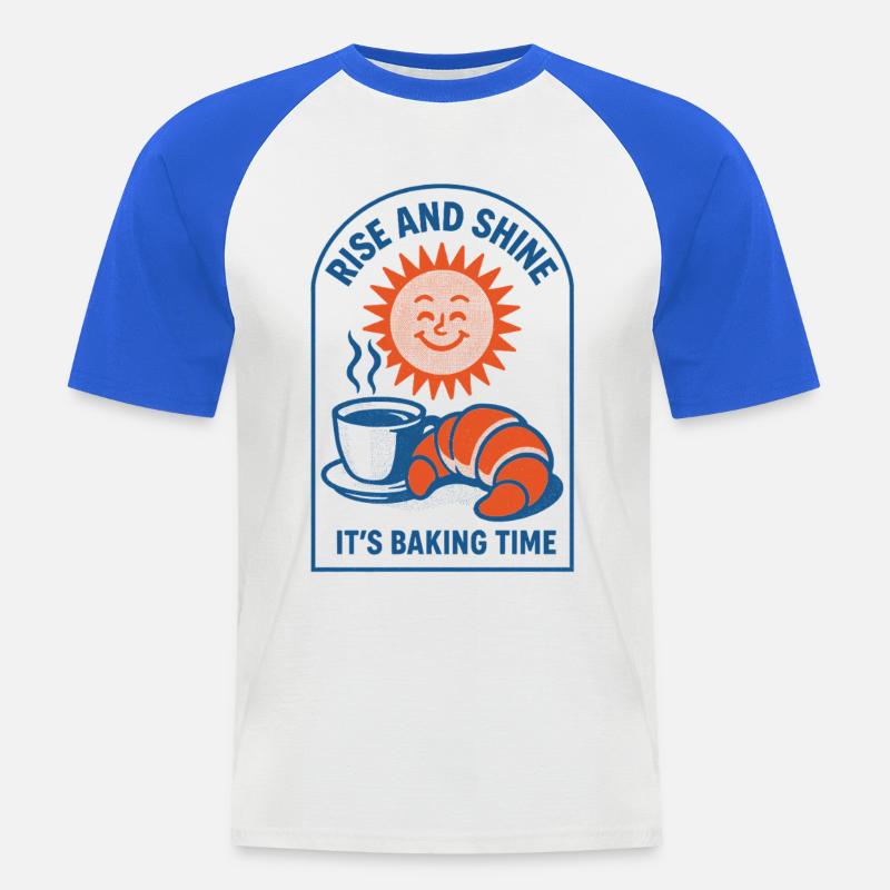 Upp och hoppa | Bakningsmorgonens motto - Kortärmad basebolltröja herr - vit/kungsblå