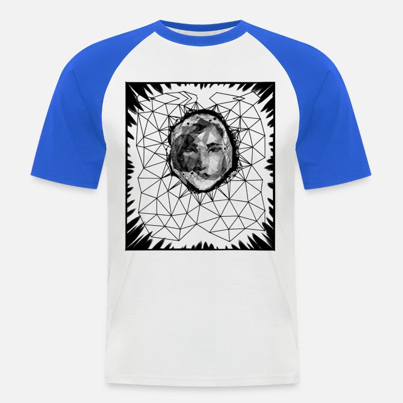 DONNA LOWPOLY #2 - bianco e nero - Maglia da baseball a manica corta da uomo - bianco/blu royal