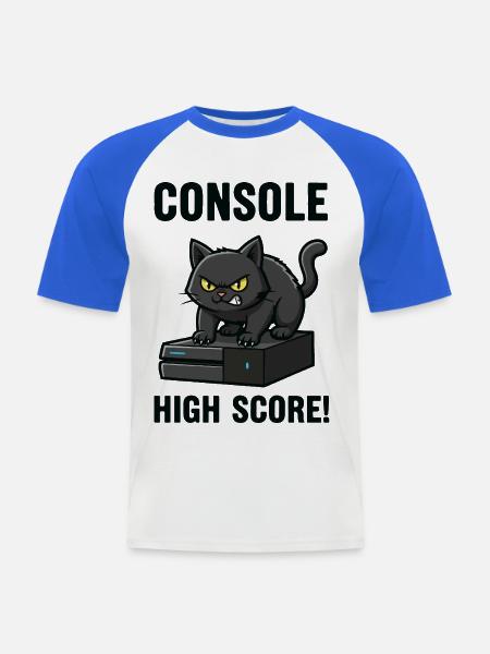 Konsolen-Highscore-Chat-Gamer-Spiele - Männer Baseball-T-Shirt - Weiß/Royalblau