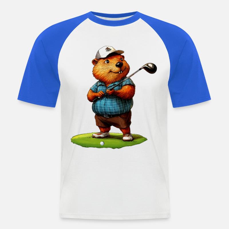 Beaver Golf - Maglia da baseball a manica corta da uomo - bianco/blu royal