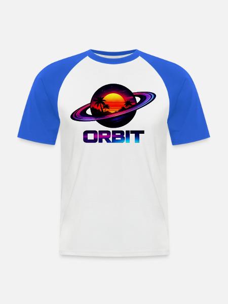 Geometrische Saturn-Umlaufbahn Retro Synthwave 80s - Männer Baseball-T-Shirt - Weiß/Royalblau