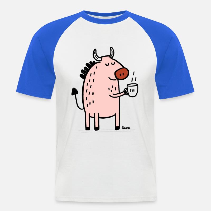 Animale Rosa con Corno e Coppa - Maglia da baseball a manica corta da uomo - bianco/blu royal