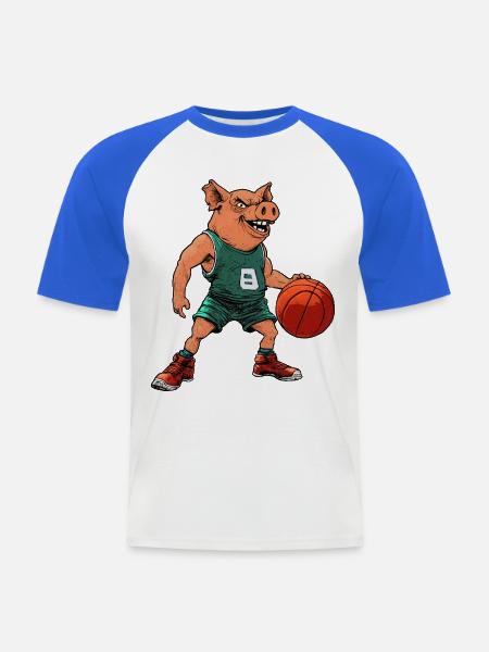 Schweine Basketballer/ Basketball Sau - Männer Baseball-T-Shirt - Weiß/Royalblau