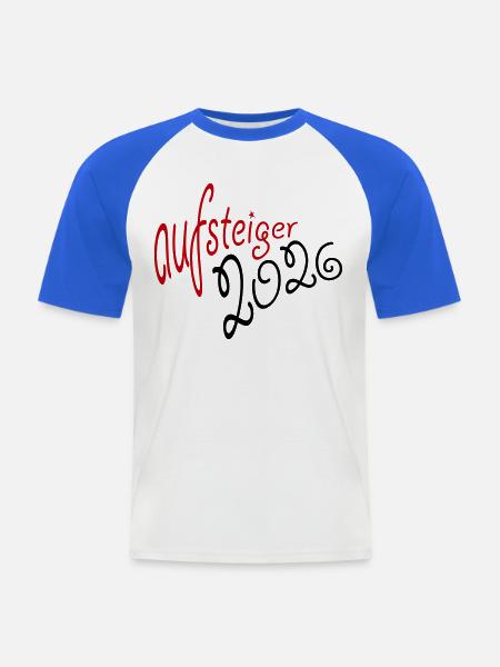 Aufsteiger 2026 Aufstieg - Männer Baseball-T-Shirt - Weiß/Royalblau