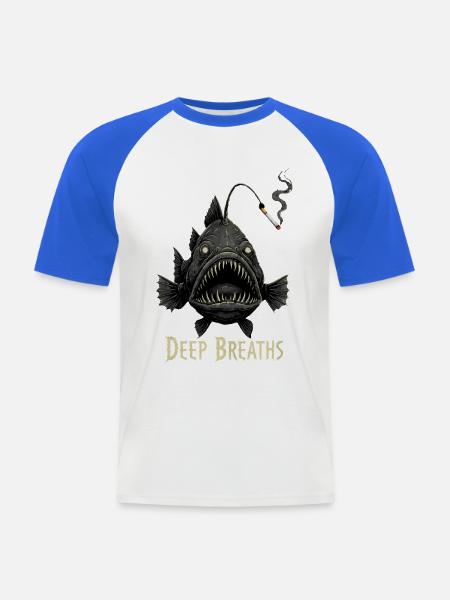 Anglerfisch Deep Breaths - Männer Baseball-T-Shirt - Weiß/Royalblau