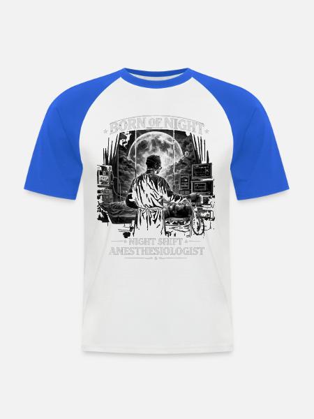Born of Night: Nachtschicht-Anästhesist - Männer Baseball-T-Shirt - Weiß/Royalblau