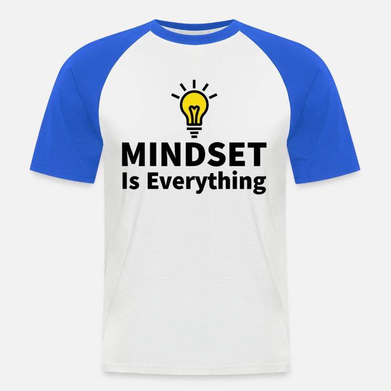 Mindset is everything Glühbirne Motivation Erfolg - Männer Baseball-T-Shirt - Weiß/Royalblau