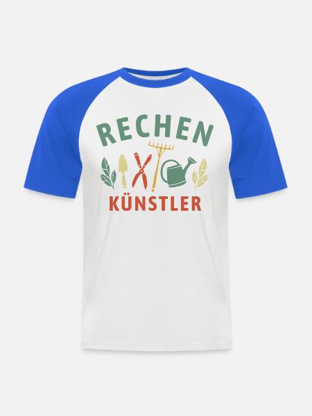 Rechen Künstler - Retro Gärtner Natur - Männer Baseball-T-Shirt - Weiß/Royalblau
