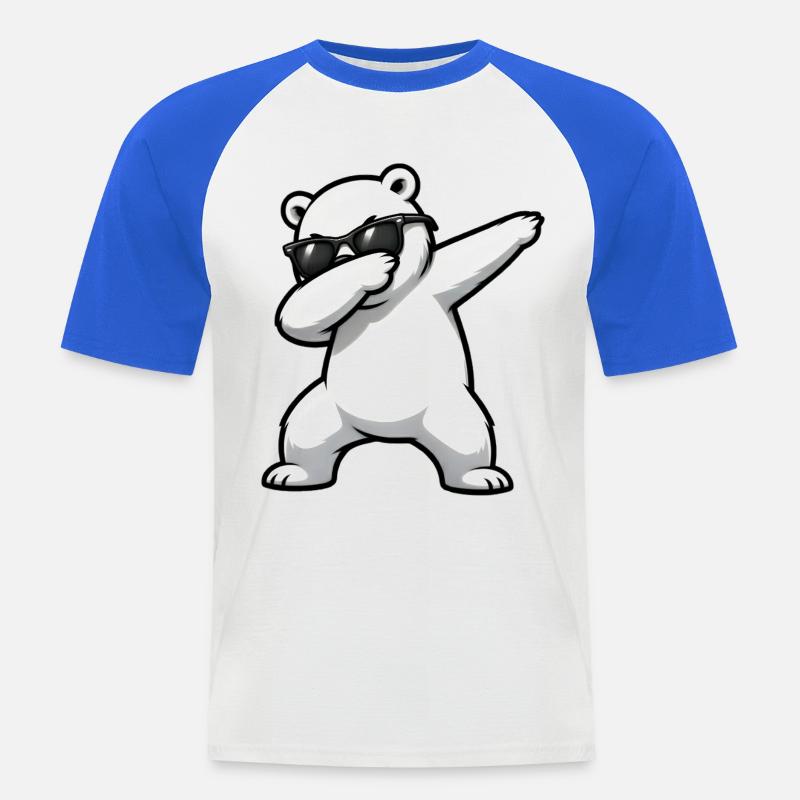 Dabbing Eisbär - Männer Baseball-T-Shirt - Weiß/Royalblau