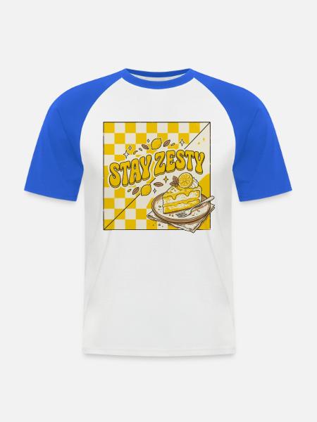 Stay Zesty Zitronenkuchen Retro - Männer Baseball-T-Shirt - Weiß/Royalblau