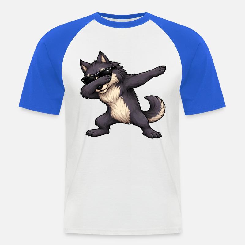 Dabbing Werwolf - Männer Baseball-T-Shirt - Weiß/Royalblau