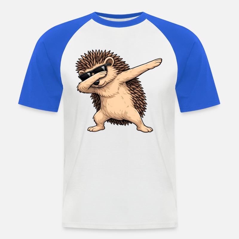 Riccio che si dab - Maglia da baseball a manica corta da uomo - bianco/blu royal