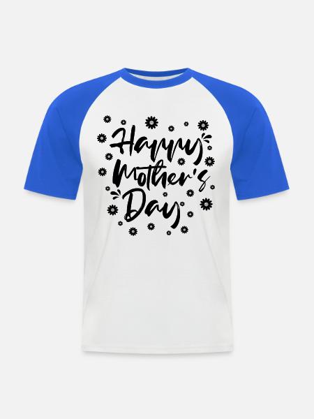 Happy Mothers Day Geschenkhemd - Männer Baseball-T-Shirt - Weiß/Royalblau