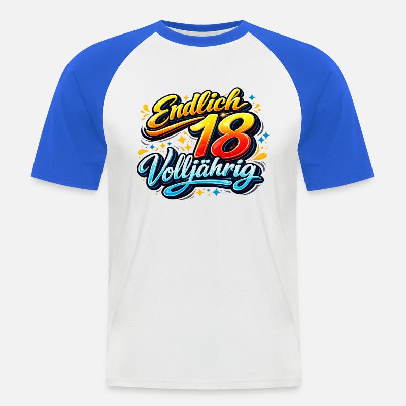 Endlich 18 Volljährig Neon Script - Männer Baseball-T-Shirt - Weiß/Royalblau