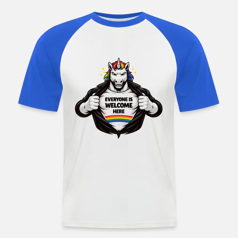 Vielfalt & Respekt Regenbogen Statement Design - Männer Baseball-T-Shirt - Weiß/Royalblau
