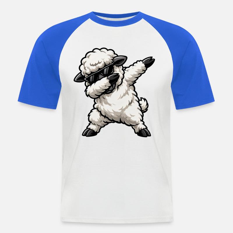 Dabbing Schaf - Männer Baseball-T-Shirt - Weiß/Royalblau