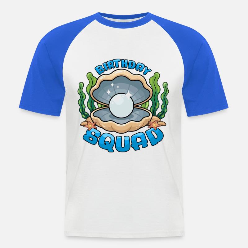 Birthday Squad Beach Summer Cruise Shell - Männer Baseball-T-Shirt - Weiß/Royalblau