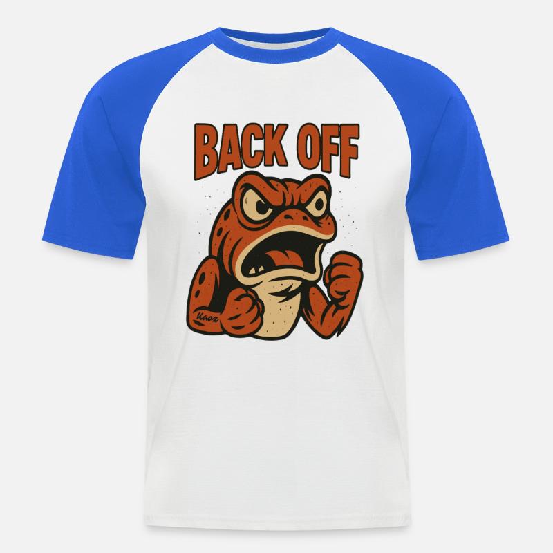 Back Off Angry Frog Patch - Men's Baseball T-Shirt - white/royal blue