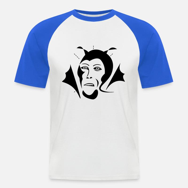 Devil / Teufel - Männer Baseball-T-Shirt - Weiß/Royalblau