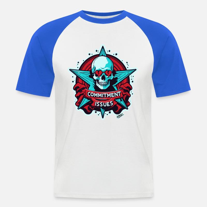 Commitment Issues Skull Badge - Men's Baseball T-Shirt - white/royal blue