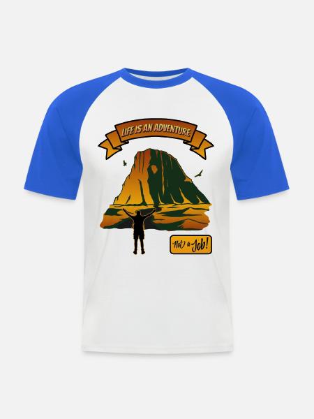 Leben ist ein Abenteuer Berglandschaft - Männer Baseball-T-Shirt - Weiß/Royalblau