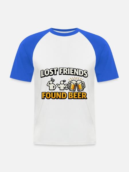 Lost Friends Found Beer - Männer Baseball-T-Shirt - Weiß/Royalblau