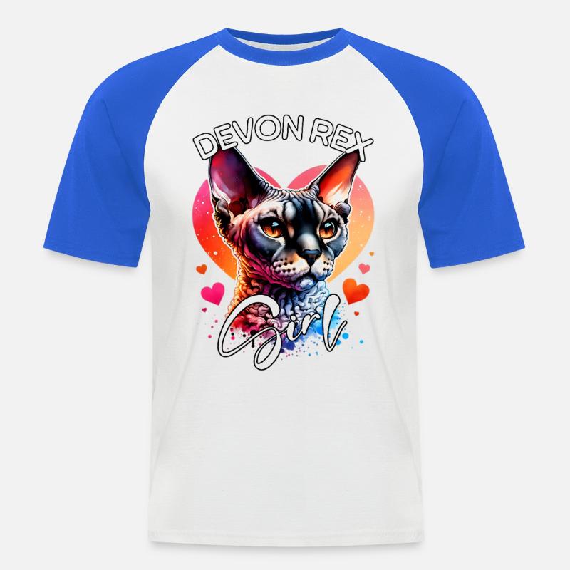Devon Rex Mädchen Devon Rex - Männer Baseball-T-Shirt - Weiß/Royalblau