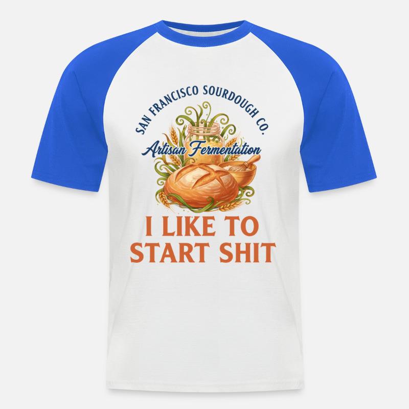 Sauerteigbrot Backbäcker Sauerteigstarter - Männer Baseball-T-Shirt - Weiß/Royalblau