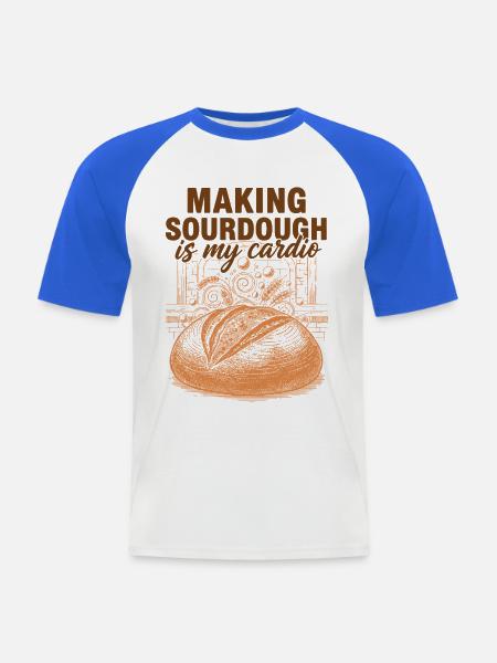 Sauerteig machen ist mein Cardio-Brot - Männer Baseball-T-Shirt - Weiß/Royalblau