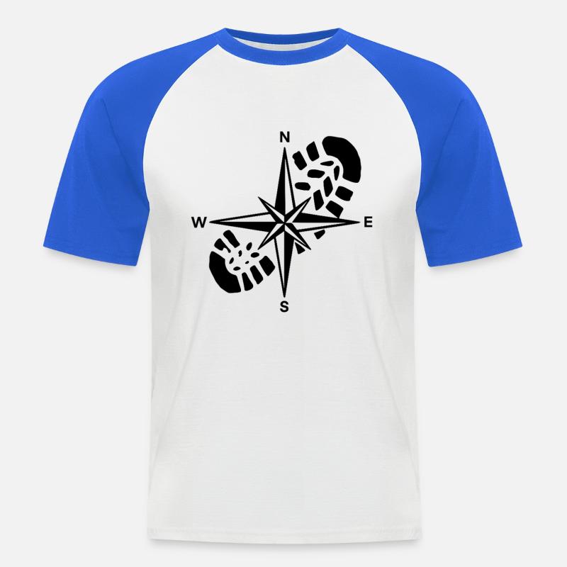 Hiker Compass Wandergeschenk - Männer Baseball-T-Shirt - Weiß/Royalblau