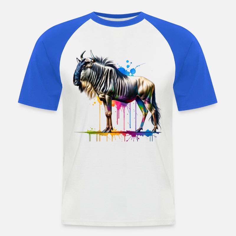 Gnu Geschenk - Männer Baseball-T-Shirt - Weiß/Royalblau