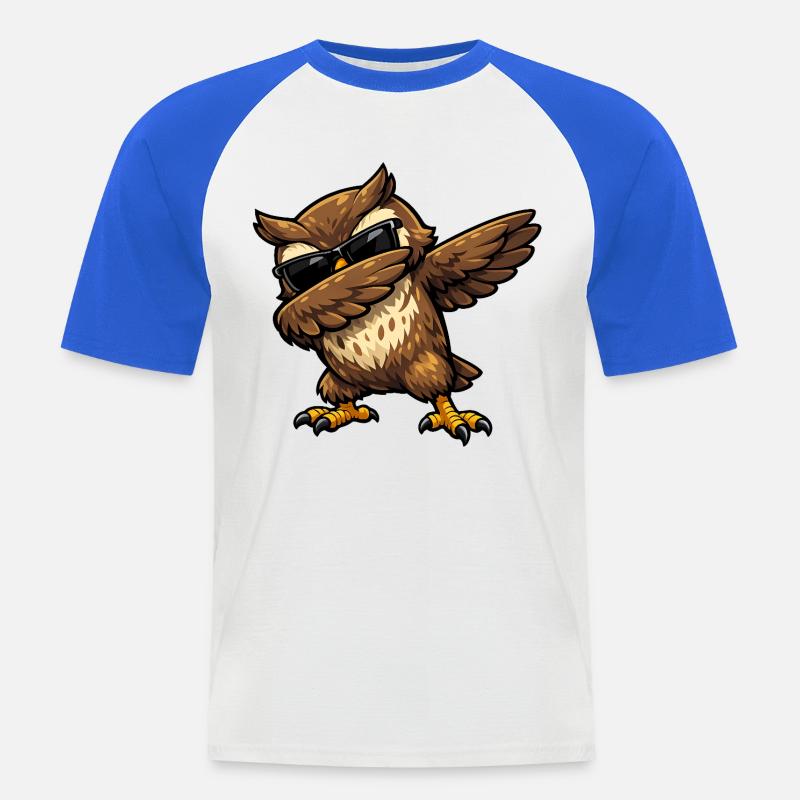 Dabbing Eule - Männer Baseball-T-Shirt - Weiß/Royalblau